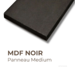 Panneau en MDF noir – Découpe sur mesure, bois reconstitué teinté dans la masse avec dimensions personnalisées.