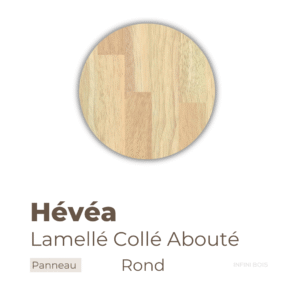 Panneau en hévéa lamellé collé abouté rond – Découpe sur mesure, bois durable et esthétique avec dimensions personnalisées.