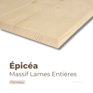 Panneau en épicéa massif lames entières – Découpe sur mesure, bois léger et résistant avec dimensions personnalisées.