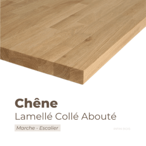 Panneau marche escalier en chêne lamellé collé abouté – Découpe sur mesure, bois massif robuste avec dimensions personnalisées.