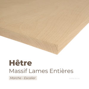 Panneau marche escalier en hêtre massif lames entières – Découpe sur mesure, bois robuste et élégant avec dimensions personnalisées.
